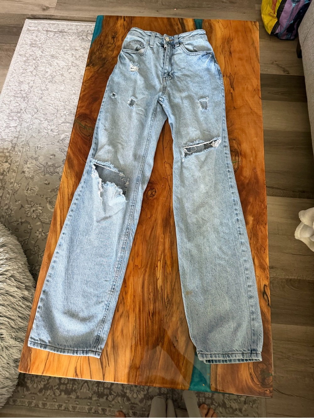 PacSun Light Blue Distressed Boyfriend Straight Jeans - Size 25